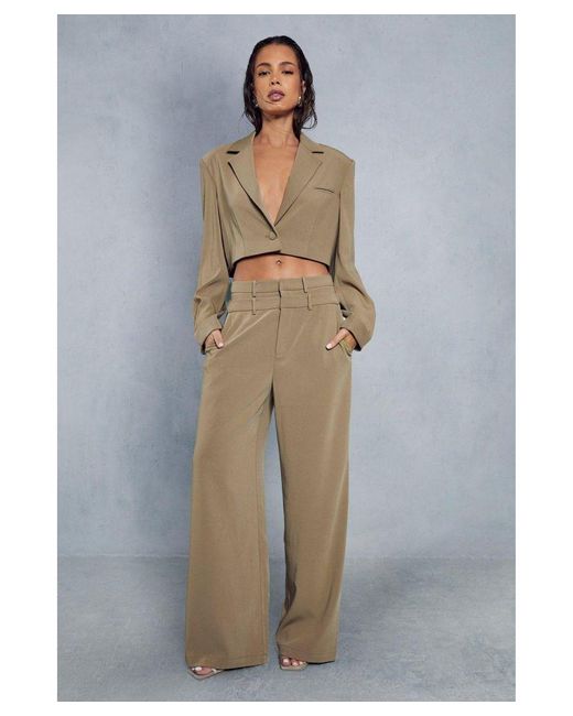 MissPap Blue Tailored Double Waist Band Trousers