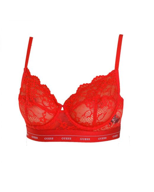 Guess Red S Lace Bra With Underwire And Elastic Sides O0bc15pz01c