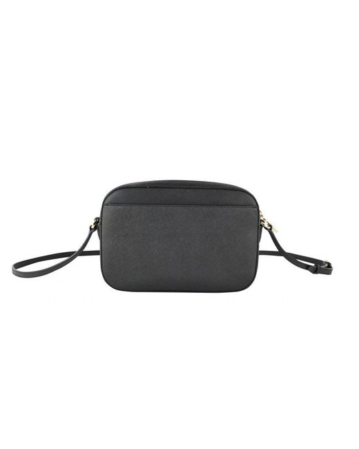 Michael Kors Black Jet Set Item Large East West Saffiano Leather Zip Chain Crossbody Handbag Solid/