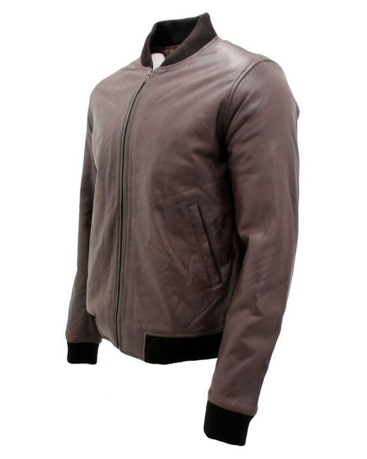 Infinity Leather Gray Varisty Bomber Jacket for men