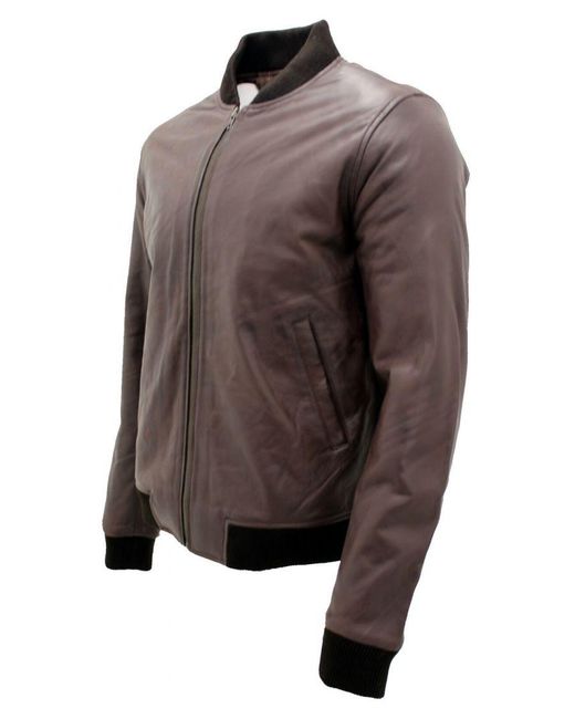 Infinity Leather Gray Varisty Bomber Jacket for men