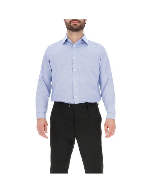 Scotch & Soda Blue And Collared Neck Point Collar Long Sleeve Shirt for men