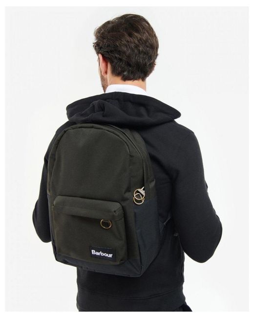 Barbour Black Highfield Canvas Backpack for men