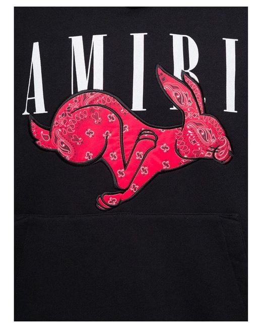 Amiri Black Cny Bandana Rabbit Logo Hoodie for men