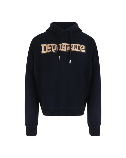 DSquared² Blue Stencil Graffiti Logo Hoodie Cotton