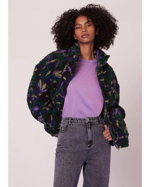 Whistles Purple Scaling Blossom Teddy Coat