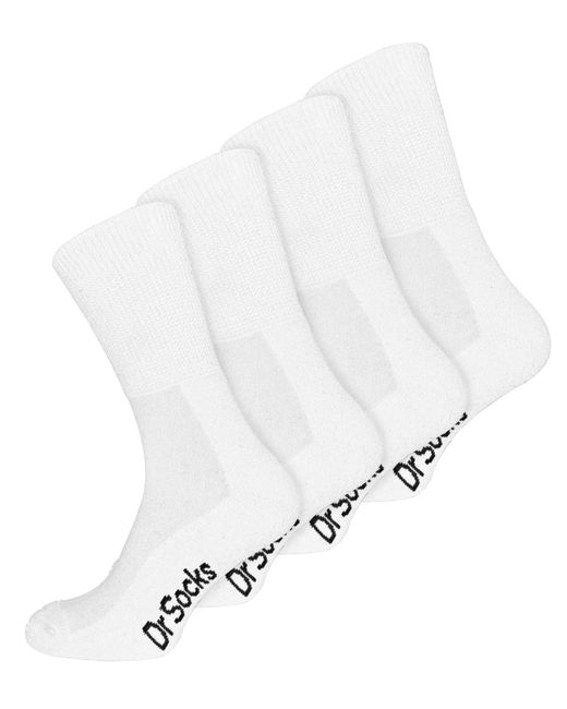 Dr.Socks White 4 Pair Multipack Bamboo Diabetic Socks for men