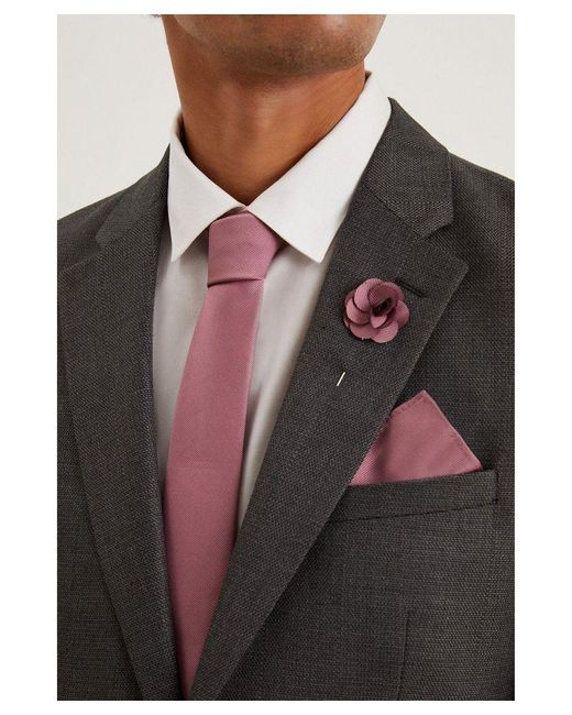 Burton Black Slim Rose Tie And Pocket Square Set for men