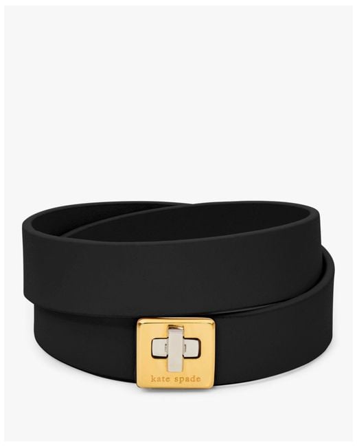 Kate Spade Black Phoebe Leather Double Wrap Bracelet