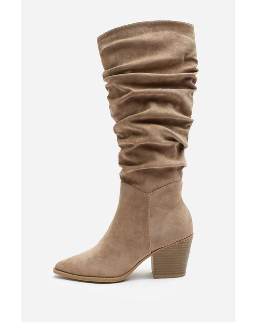 Where's That From Brown Wheres Drelia Ruched Western Knee High Boot