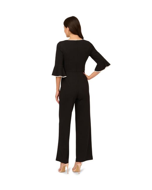 Adrianna Papell Black Ruffle Sleeve Jumpsuit