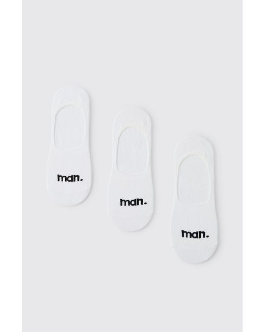 BoohooMAN White 3 Pack Dot Invisible Socks for men
