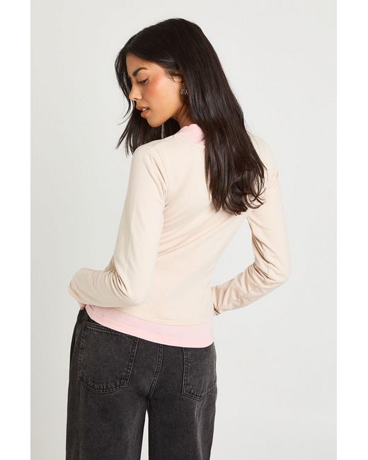 Boohoo White Double Layer Long Sleeve Top
