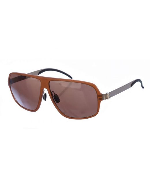 Mercedesbenz M3018 Rectangular Shaped Acetate Sunglasses in Brown for