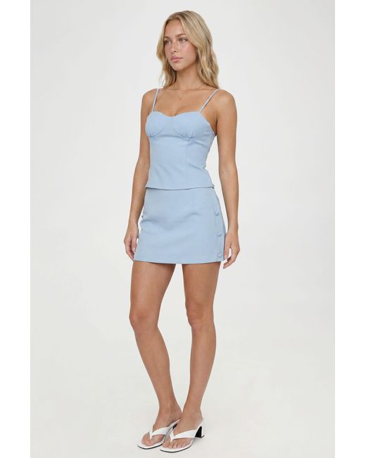 Boohoo Blue Button Detail A-Line Mini Skirt