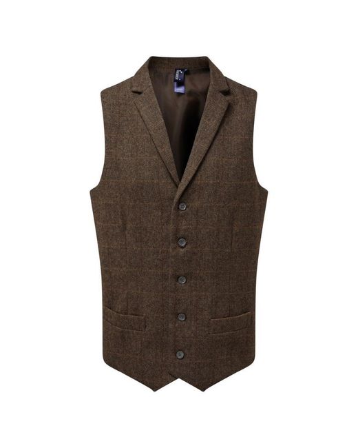 PREMIER Brown Herringbone Waistcoat ( Check) for men