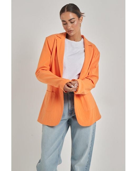 Urban Bliss Orange Linen Oversized Blazer