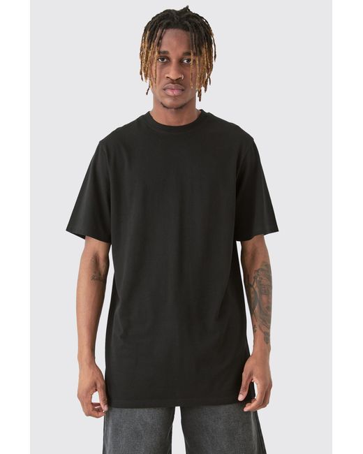 BoohooMAN Black Tall Basic Longline Crew Neck T-Shirt for men