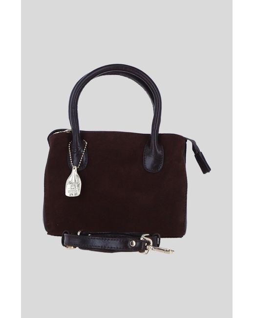 Ashwood Leather Brown Genuine And Suede Handbag With Detachable Crossbody Strap