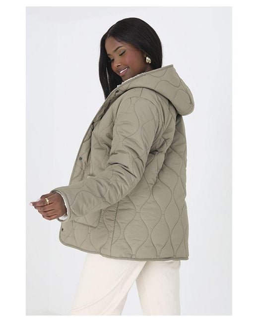 Brave Soul White Light 'Palmer' Short Reversible Hooded Onion Quilted Jacket