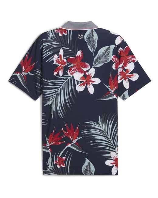 PUMA Blue Mattr Luau Short Sleeve Performance Polo Shirt for men