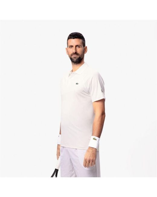 Lacoste White Djokovic On Court Polo Shirt for men