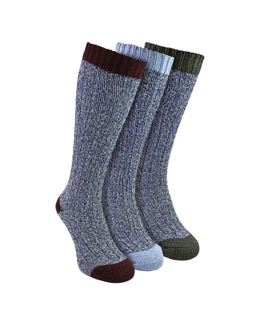 Sock Snob Blue 3 Pairs Extra Long Warm Wool Ladies Socks
