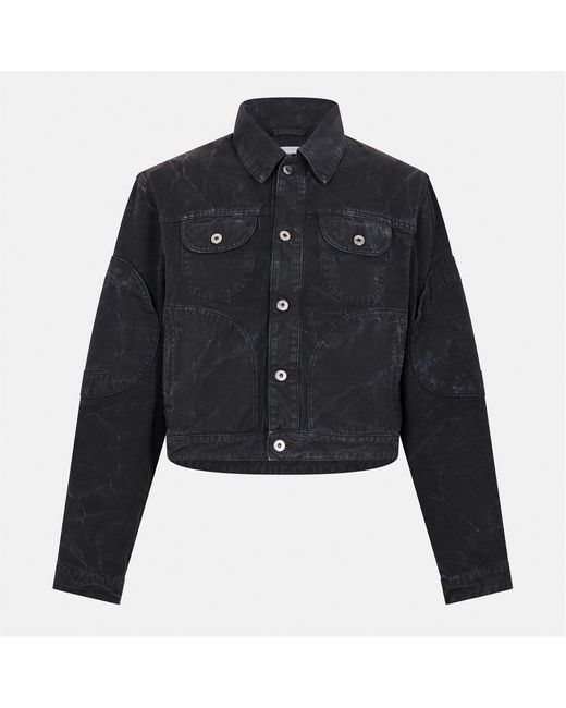 Off-White c/o Virgil Abloh Blue Off Solid Patterned Varsity Jacket for men