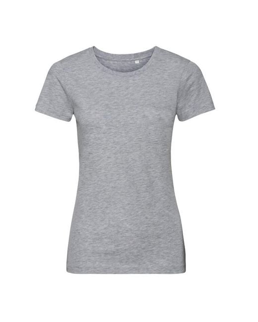 Russell Gray Ladies Organic Short-Sleeved T-Shirt (Light Oxford) Cotton