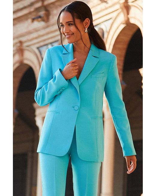 Sosandar Blue Petite Azure Tailored Blazer