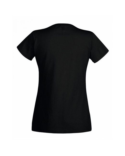 Fruit Of The Loom Black Ladies/ Lady-Fit Valueweight Short Sleeve T-Shirt (Pack Of 5) Cotton