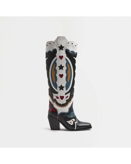 River Island Cowboy Boots in White Lyst UK
