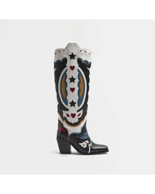 River Island White Cowboy Boots