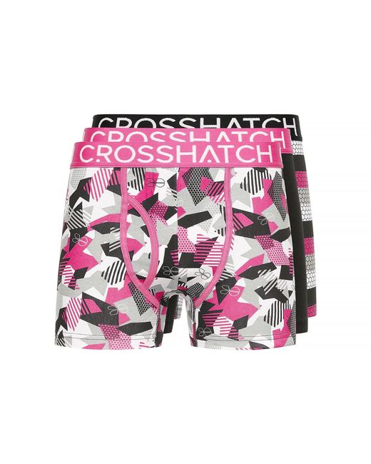 Crosshatch Purple 3 Pack Of Crystaline Boxers for men