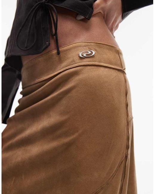 Résumé Natural Faux Suede Boho Western Asymmetric Midaxi Skirt