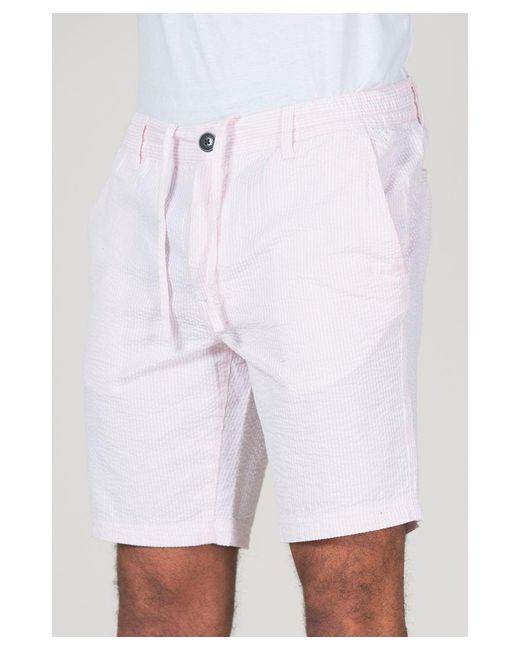 Tokyo Laundry White 'Myrtos' Cotton Stripe Seersucker Shorts With Drawstring for men