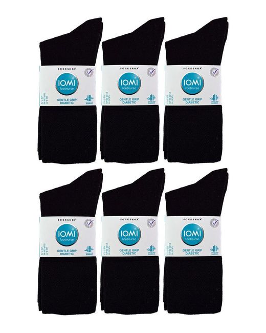 IOMI Black 12 Pair Multipack Diabetic Bamboo Socks for men