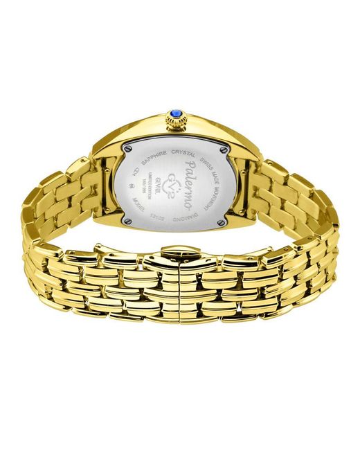 Gv2 Metallic Palermo Diamond Swiss Quartz Mop Dial Watch Stainless Steel