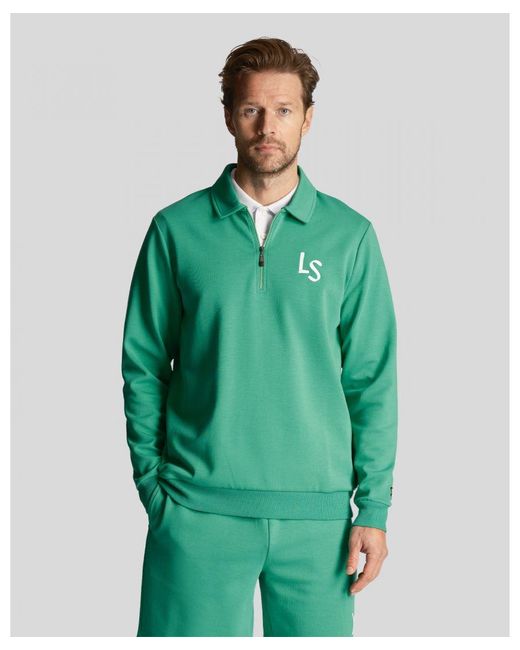 Lyle & Scott Green Golf Ls Logo 1/4 Zip Sweatshirt for men