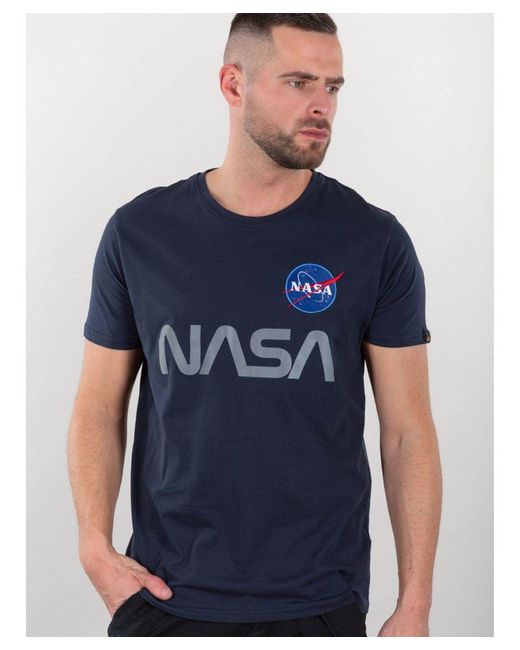 Alpha Industries Blue Nasa Reflective T-Shirt for men