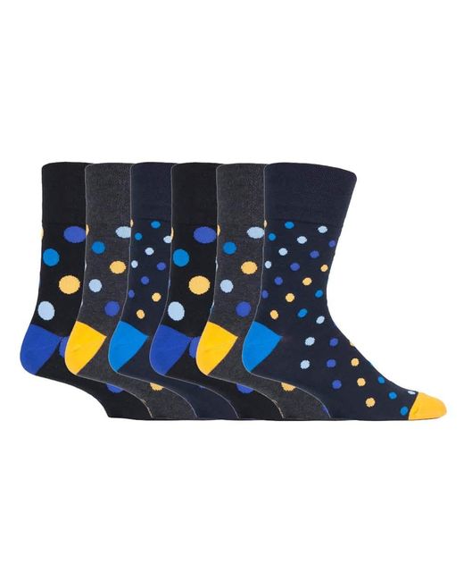 Gentle Grip Blue 6 Pairs Non Elastic Socks for men