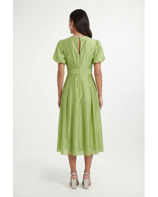 Wallis Green Petite Tencel Pleated Midi Dress