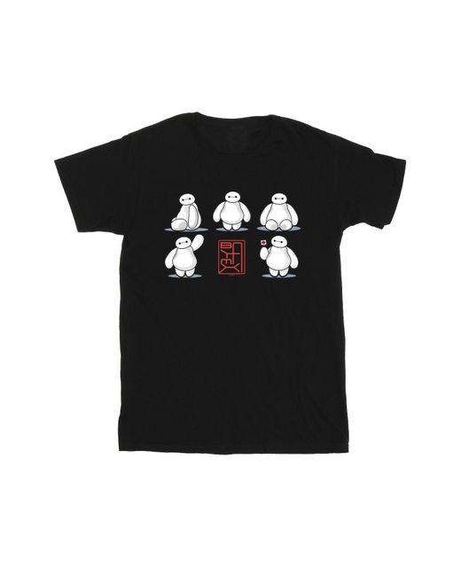 Disney Black Big Hero 6 Baymax Many Poses T-Shirt for men