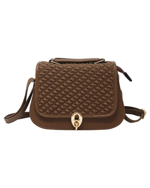SVNX Brown Rouched Front Crossbody With Clasp Button