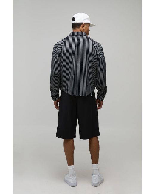 BoohooMAN Black Baggy Fit Pleat Front Smart Longline Short for men