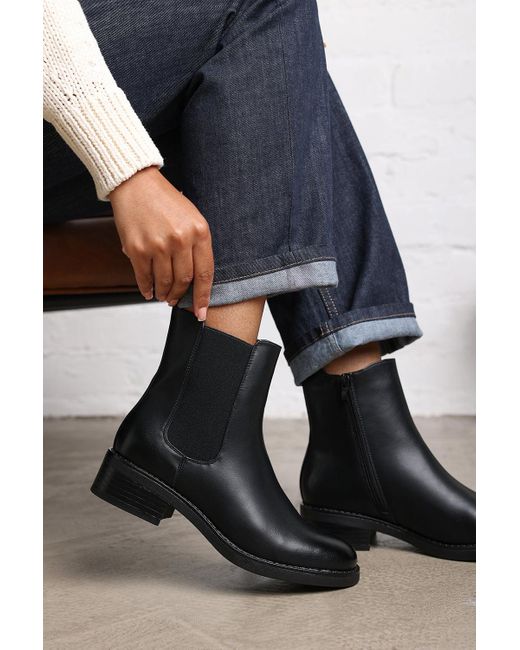 Where's That From Blue Wheres 'Miriam' Block Heel Chelsea Zip Ankle Boots
