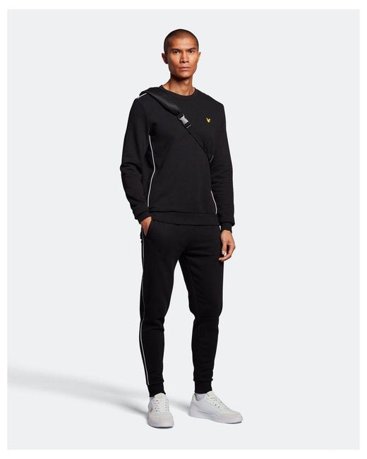 Lyle & Scott Black Sports Sweatpant With Contrast Piping for men