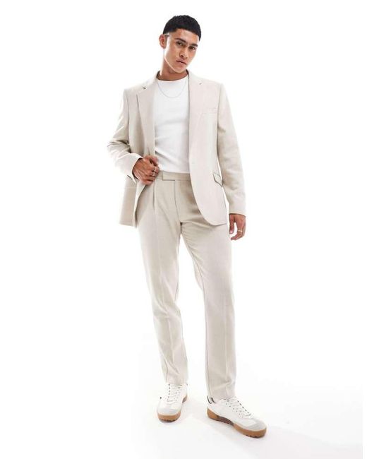 ASOS White Slim Wool Blend Suit Trousers for men