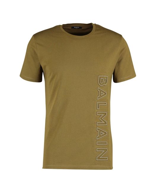 Balmain Yh1f022 S8794 Eab Khaki Green T-shirt for men