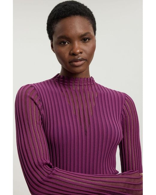 Karen Millen Purple Viscose Blend Filament Knit Midi Dress